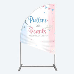 Lofaris Putters Pearls Dots Baby Gender Reveal Half Moon Arch Backdrop