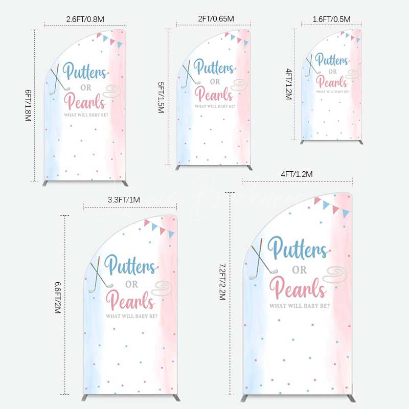 Lofaris Putters Pearls Dots Baby Gender Reveal Half Moon Arch Backdrop