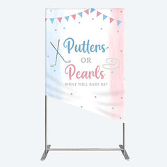 Lofaris Putters Pearls Dots Baby Gender Reveal Rectangle Backdrop