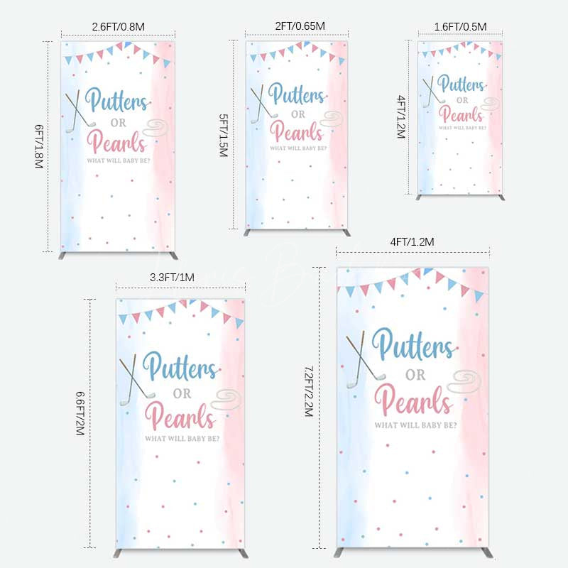 Lofaris Putters Pearls Dots Baby Gender Reveal Rectangle Backdrop