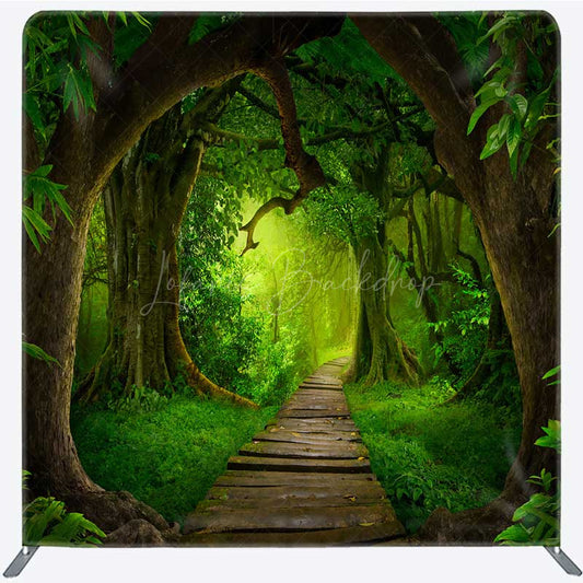 Lofaris Quiet Forest Trail Green Square Tension Backdrop