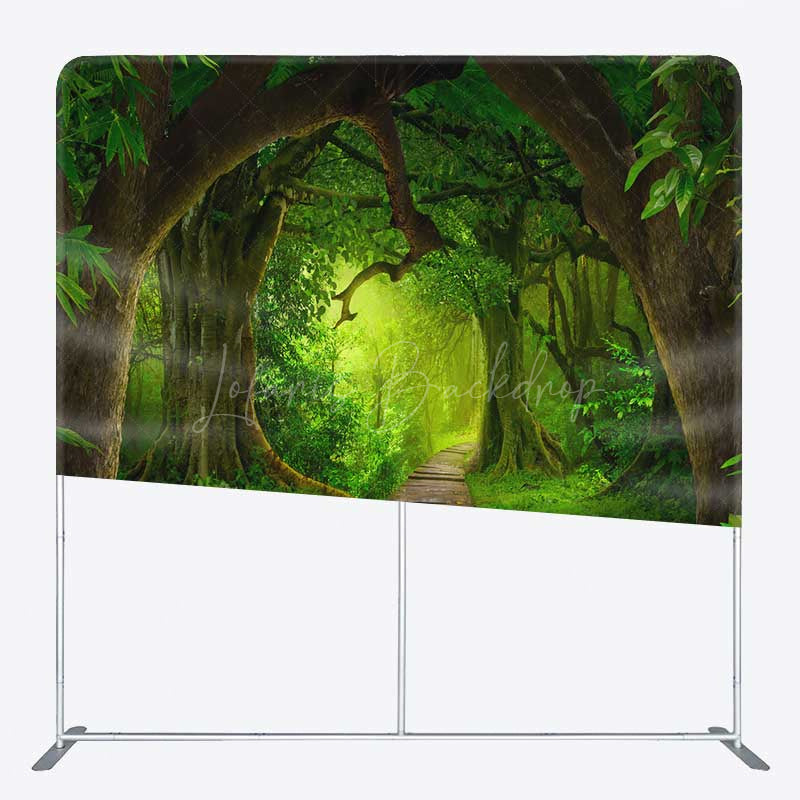 Lofaris Quiet Forest Trail Green Square Tension Backdrop