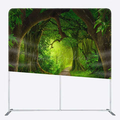 Lofaris Quiet Forest Trail Green Square Tension Backdrop