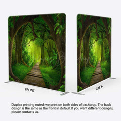 Lofaris Quiet Forest Trail Green Square Tension Backdrop