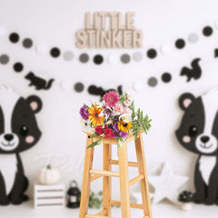 Lofaris Raccoon Little Stinker White Wall Cake Smash Backdrop