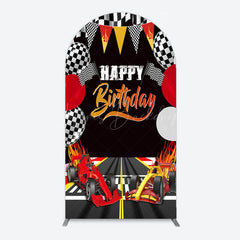 Lofaris Race Game Balloon Flags Fast Birthday Arch Backdrop