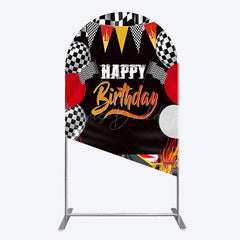Lofaris Race Game Balloon Flags Fast Birthday Arch Backdrop