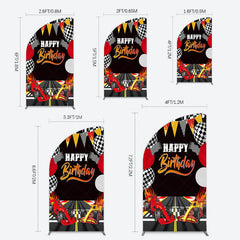 Lofaris Race Game Balloon Flags Fast Birthday Half Moon Arch Backdrop