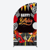 Lofaris Race Game Balloon Flags Fast Birthday Half Moon Arch Backdrop