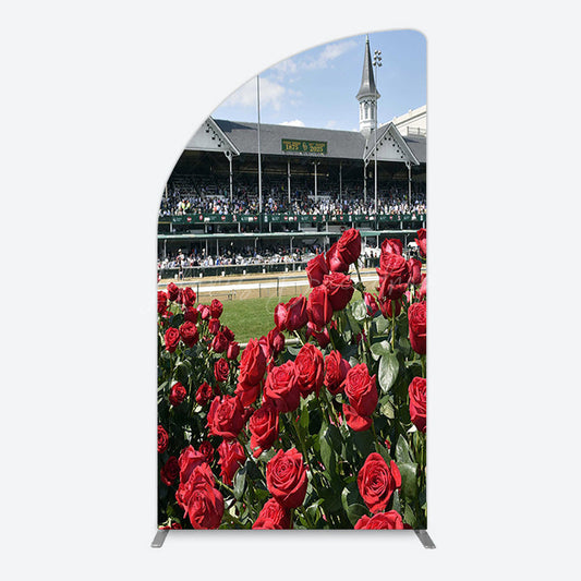 Lofaris Racecourse Red Roses Kentucky Derby Half Moon Arch Backdrop