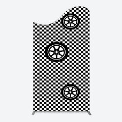 Lofaris Racing Black White Grid Tire Birthday Arch Backdrop