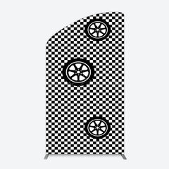 Lofaris Racing Black White Grid Tire Birthday Arch Backdrop