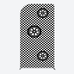 Lofaris Racing Black White Grid Tire Birthday Arch Backdrop