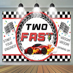 Lofaris Racing Car Two Fast Happy Birthday Backdrop Sports Party Decor Boys Photo Booth Background