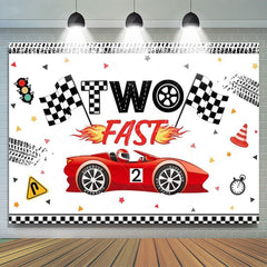 Lofaris Racing Car Two Fast Happy Birthday Backdrop Sports Party Decor Boys Photo Booth Background