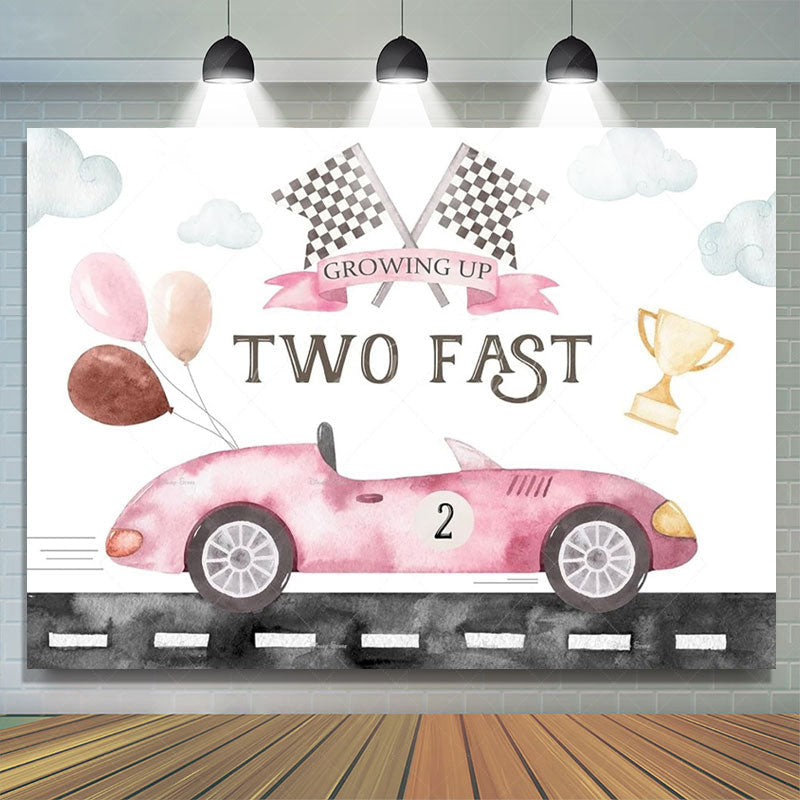 Lofaris Racing Car Two Fast Happy Birthday Backdrop Sports Party Decor Boys Photo Booth Background