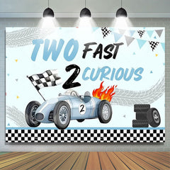 Lofaris Racing Car Two Fast Happy Birthday Backdrop Sports Party Decor Boys Photo Booth Background