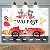 Lofaris Racing Car Two Fast Happy Birthday Backdrop Sports Party Decor Boys Photo Booth Background