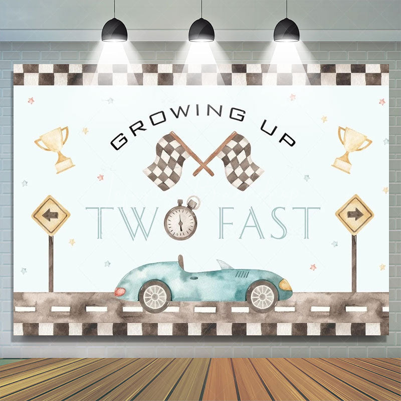 Lofaris Racing Car Two Fast Happy Birthday Backdrop Sports Party Decor Boys Photo Booth Background