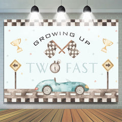 Lofaris Racing Car Two Fast Happy Birthday Backdrop Sports Party Decor Boys Photo Booth Background