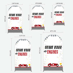 Lofaris Racing Start Engines Boy Birthday Arch Backdrop