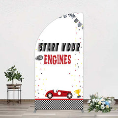 Lofaris Racing Start Engines Boy Birthday Half Moon Arch Backdrop