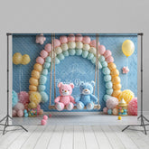 Lofaris Rainbow Blue Wall Swing Bear Cake Smash Backdrop