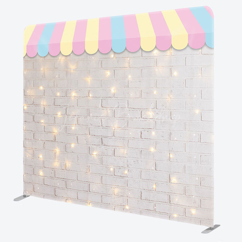 Lofaris Rainbow Canopy Sparkle Brick Wall Pillow Case Backdrop
