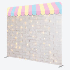 Lofaris Rainbow Canopy Sparkle Brick Wall Pillow Case Backdrop