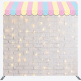 Lofaris Rainbow Canopy Sparkle Brick Wall Pillow Case Backdrop
