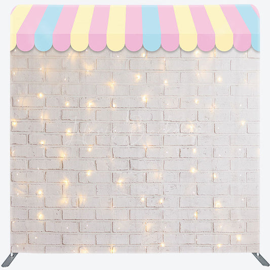 Lofaris Rainbow Canopy Sparkle Brick Wall Pillow Case Backdrop
