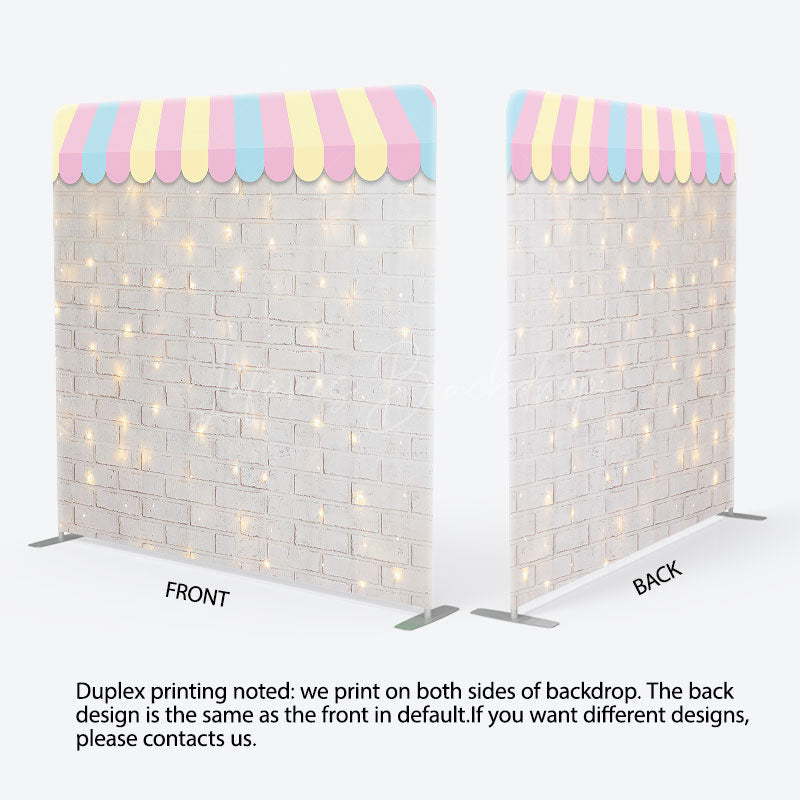Lofaris Rainbow Canopy Sparkle Brick Wall Pillow Case Backdrop