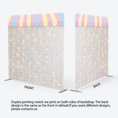 Lofaris Rainbow Canopy Sparkle Brick Wall Pillow Case Backdrop
