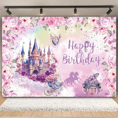 Lofaris Rainbow Castle Happy Birthday Backdrop Colorful Princess Party Decor Banner Fantasy Photo Booth Background for Kids
