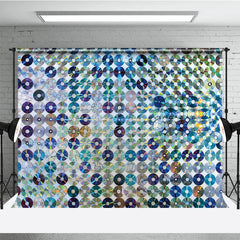 Lofaris Rainbow CD DVD Discs Backdrop Modern Music Dance Party Supplies for Retro Studio Decor