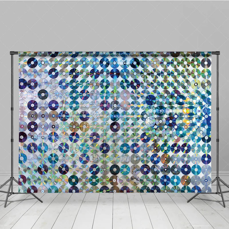 Lofaris Rainbow CD DVD Discs Backdrop Modern Music Dance Party Supplies for Retro Studio Decor