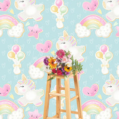 Lofaris Rainbow Cloud Unicorn Birthday Cake Smash Backdrop