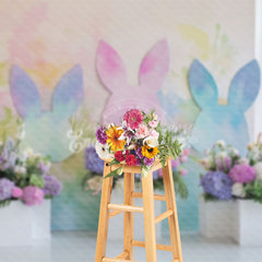 Lofaris Rainbow Color Bunny Wall Floral Easter Backdrop