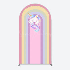 Lofaris Rainbow Color Curve Stripes Birthday Arch Backdrop