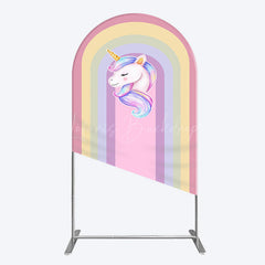 Lofaris Rainbow Color Curve Stripes Birthday Arch Backdrop