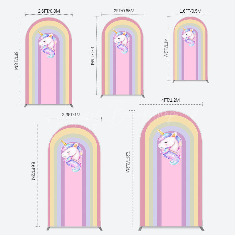 Lofaris Rainbow Color Curve Stripes Birthday Arch Backdrop