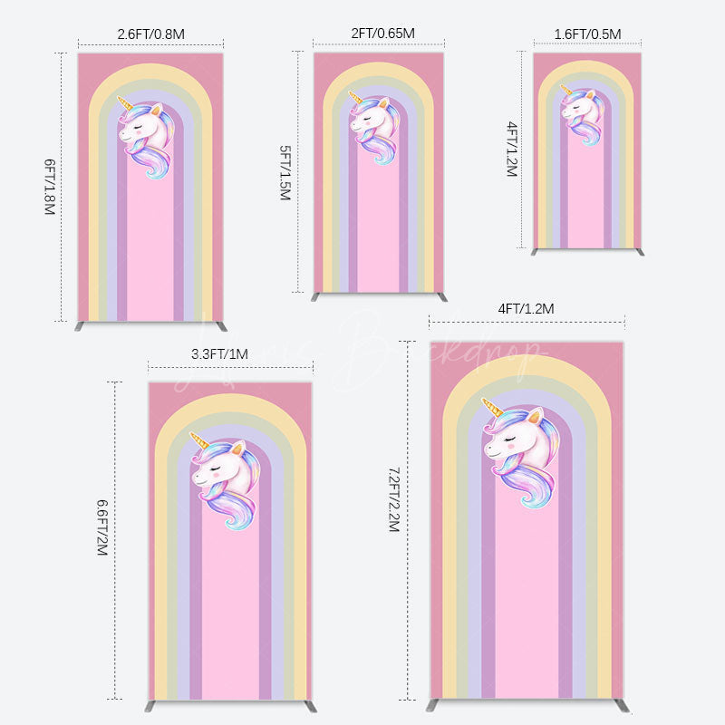 Lofaris Rainbow Color Curve Stripes Birthday Rectangle Backdrop