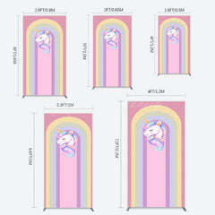 Lofaris Rainbow Color Curve Stripes Birthday Rectangle Backdrop