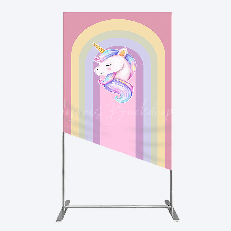Lofaris Rainbow Color Curve Stripes Birthday Rectangle Backdrop