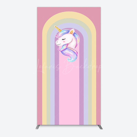 Lofaris Rainbow Color Curve Stripes Birthday Rectangle Backdrop