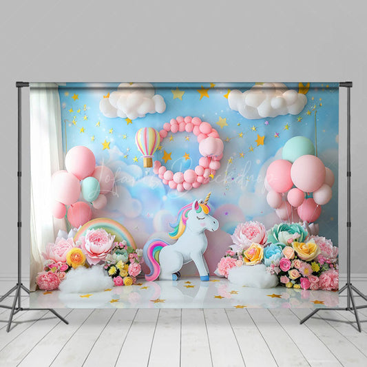 Lofaris Rainbow Color Unicorn Balloon Photography Backdrop