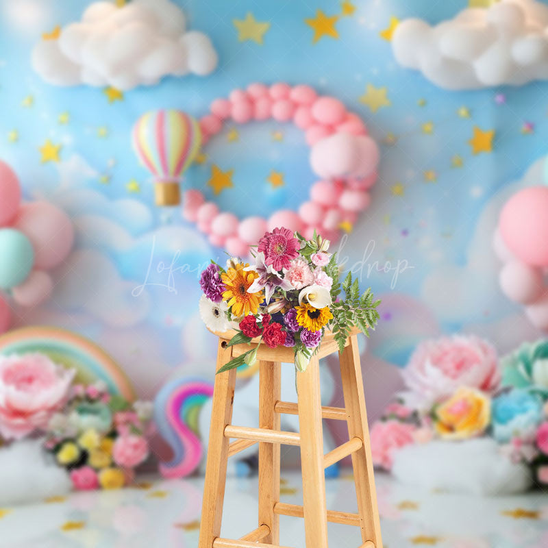 Lofaris Rainbow Color Unicorn Balloon Photography Backdrop