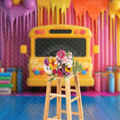 Lofaris Rainbow Color Wall Back To School Photography Backdrop