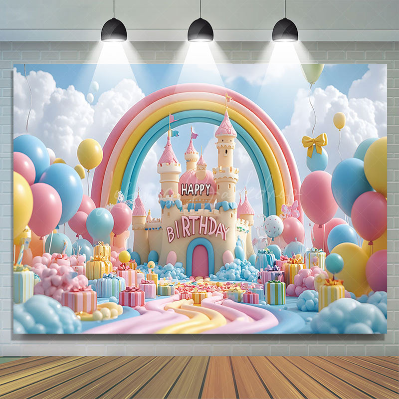 Lofaris Rainbow Color Wonderland Happy Birthday Backdrop