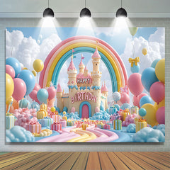 Lofaris Rainbow Color Wonderland Happy Birthday Backdrop